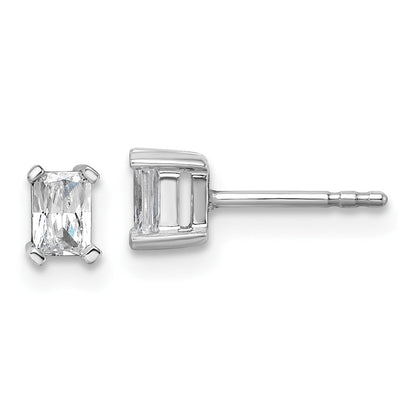 14K Weißgold Ohrstecker mit 0,5 ct. zertifizierten, im Labor gezüchteten Diamanten im Radiant-Schliff, VS/SI+ G+, 4-Krappen-Fassung, schweres Gewicht
