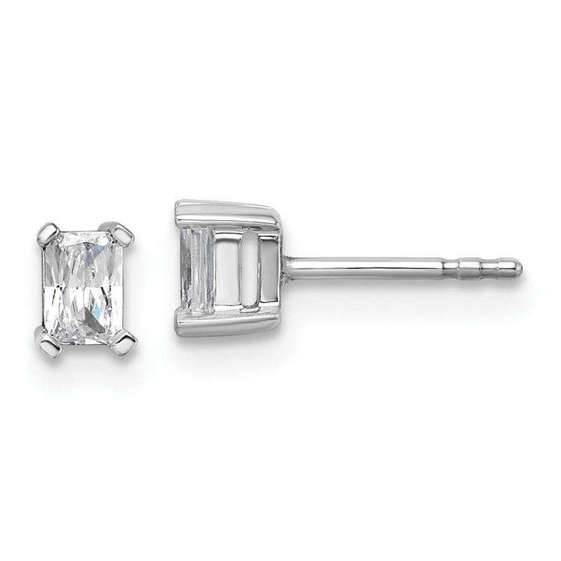 14K Weißgold Ohrstecker mit 0,5 ct. zertifizierten, im Labor gezüchteten Diamanten im Radiant-Schliff, VS/SI+ G+, 4-Krappen-Fassung, schweres Gewicht