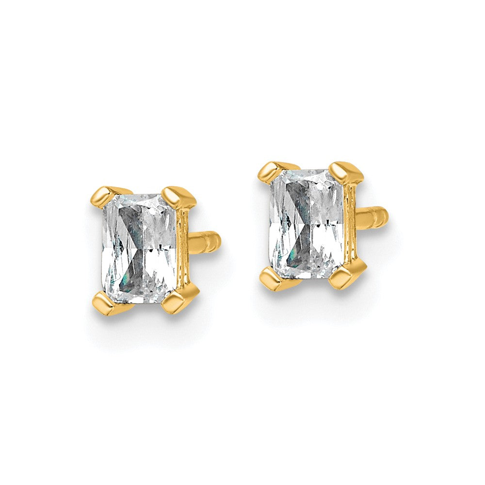 14K Gelbgold Ohrstecker mit 0,5 ct. Laborgezüchteten Diamanten im Radiant-Schliff, VS/SI+ G+, Solitär, komplett