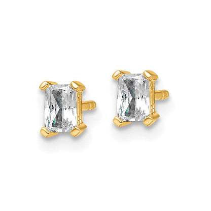 14K Gelbgold Ohrstecker mit 0,5 ct. Laborgezüchteten Diamanten im Radiant-Schliff, VS/SI+ G+, Solitär, komplett