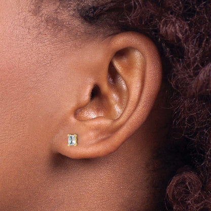 14K Gelbgold Ohrstecker mit 0,5 ct. Laborgezüchteten Diamanten im Radiant-Schliff, VS/SI+ G+, Solitär, komplett