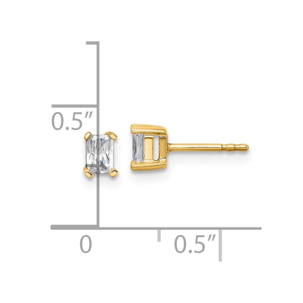 14K Gelbgold Ohrstecker mit 0,5 ct. zertifizierten, im Labor gezüchteten Diamanten, VS/SI+ G+, Radiant-Schliff, 4-Krappen-Fassung, schweres Gewicht