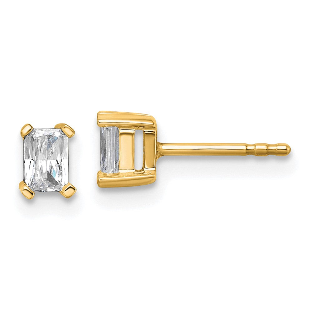 14K Gelbgold Ohrstecker mit 0,5 ct. zertifizierten, im Labor gezüchteten Diamanten, VS/SI+ G+, Radiant-Schliff, 4-Krappen-Fassung, schweres Gewicht