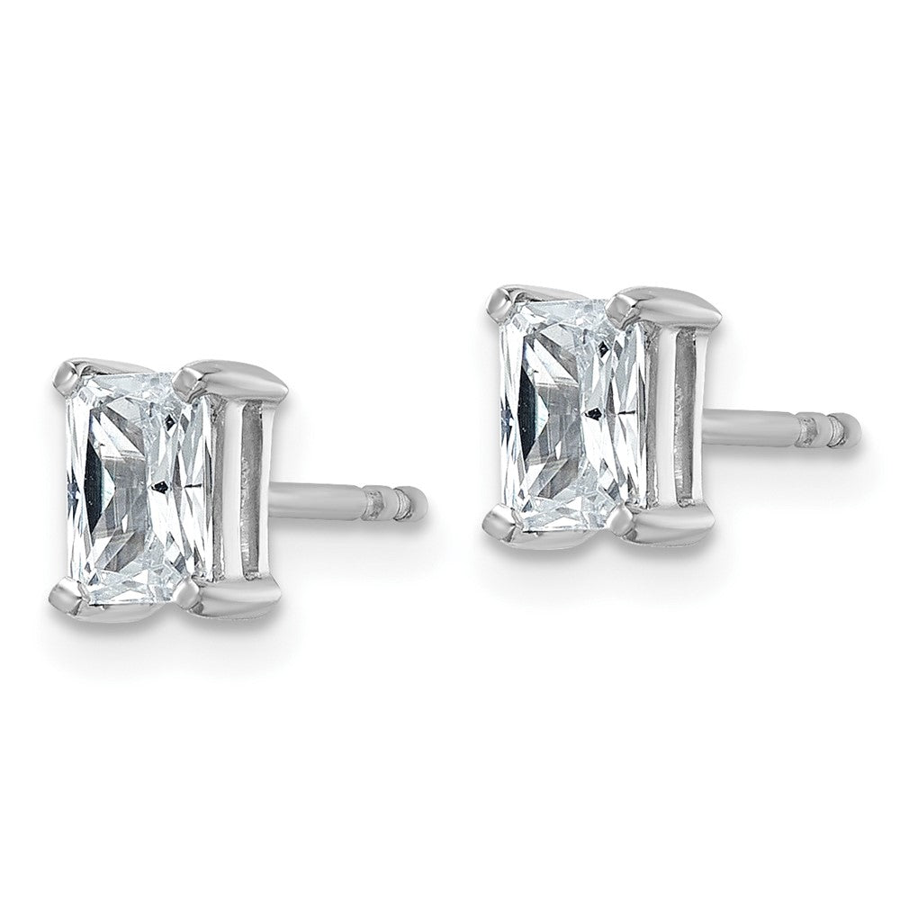 14K Weißgold Ohrstecker mit 4-Krappen-Fassung, 1 ct. zertifizierten, im Labor gezüchteten Diamanten im Radiant-Schliff, VS/SI+ G+, schwer