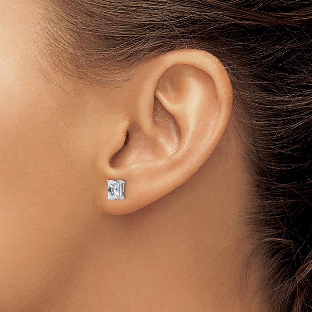 14K Weißgold Ohrstecker mit 4-Krappen-Fassung, 1 ct. zertifizierten, im Labor gezüchteten Diamanten im Radiant-Schliff, VS/SI+ G+, schwer