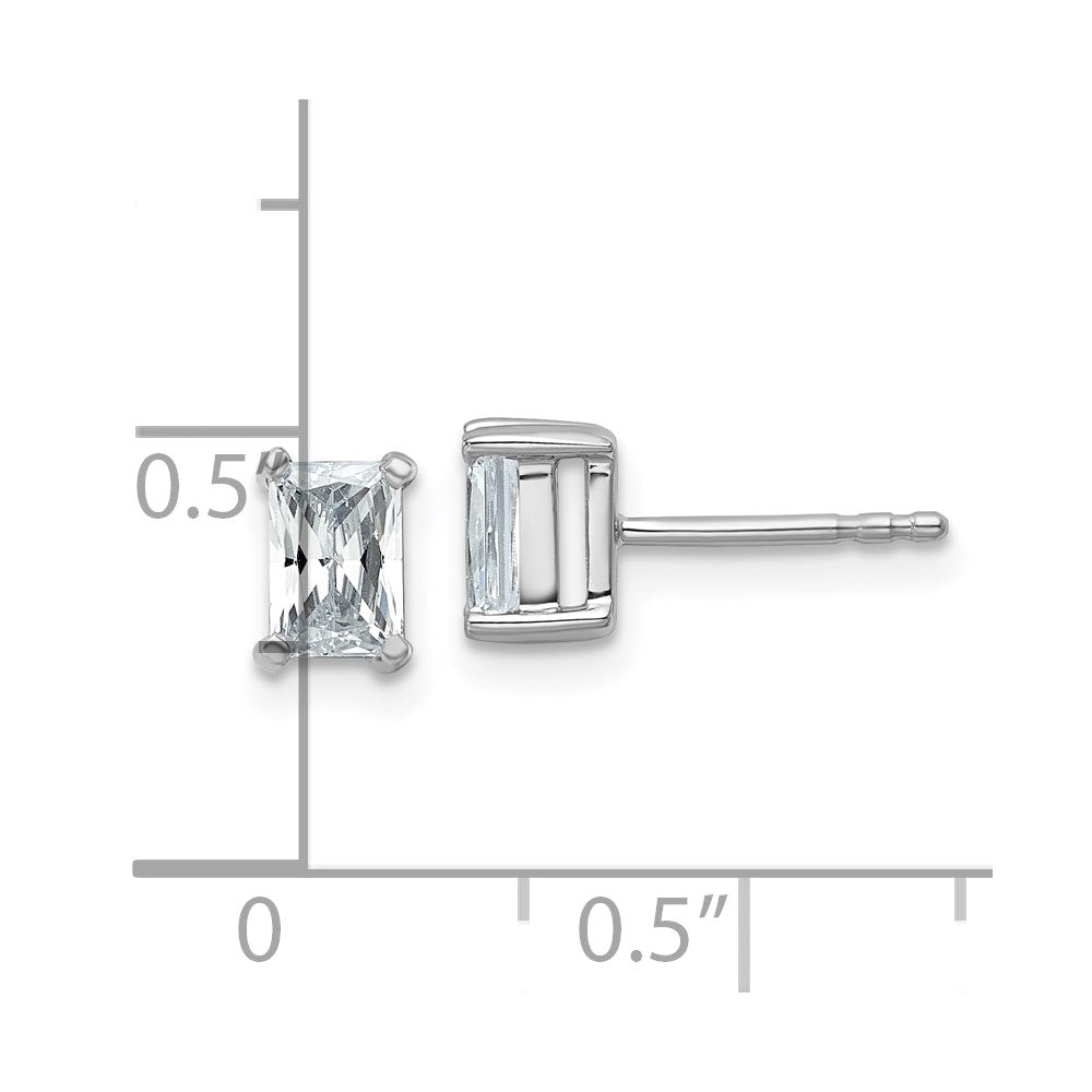 14K Weißgold Ohrstecker mit 4-Krappen-Fassung, 1 ct. zertifizierten, im Labor gezüchteten Diamanten im Radiant-Schliff, VS/SI+ G+, schwer