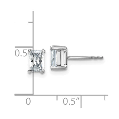 14K Weißgold Ohrstecker mit 4-Krappen-Fassung, 1 ct. zertifizierten, im Labor gezüchteten Diamanten im Radiant-Schliff, VS/SI+ G+, schwer