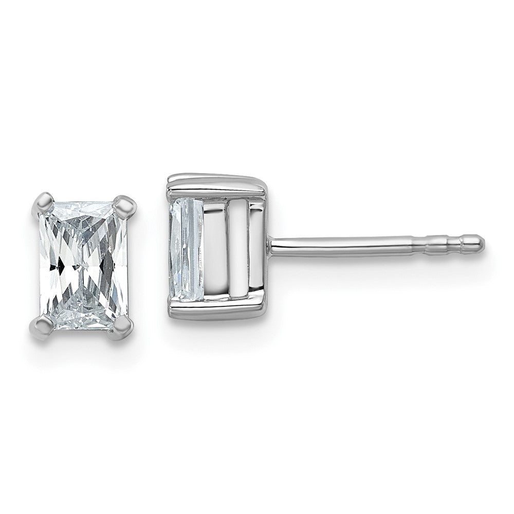 14K Weißgold Ohrstecker mit 4-Krappen-Fassung, 1 ct. zertifizierten, im Labor gezüchteten Diamanten im Radiant-Schliff, VS/SI+ G+, schwer