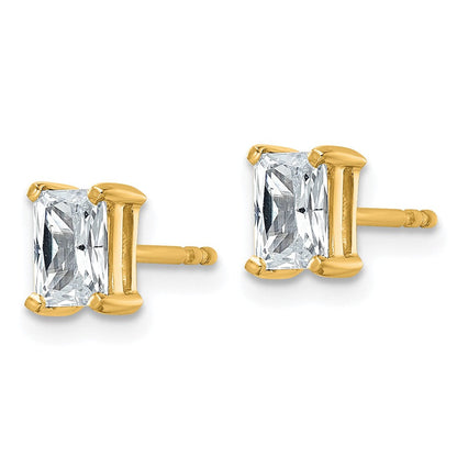 14K Gelbgold Ohrstecker mit 1 ct. zertifiziertem, im Labor gezüchtetem Diamant im Radiant-Schliff, Solitär, komplett, VS/SI+ G+
