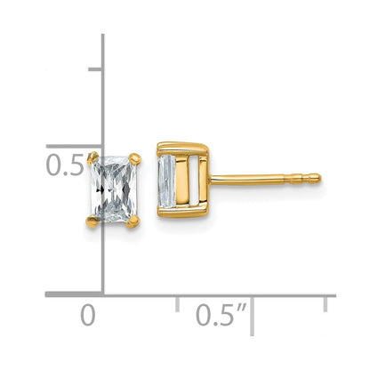 14K Gelbgold Ohrstecker mit 1 ct. zertifiziertem, im Labor gezüchtetem Diamant im Radiant-Schliff, Solitär, komplett, VS/SI+ G+