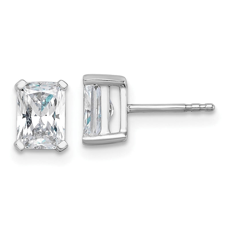 14K Weißgold Ohrstecker mit 1,5 ct. Laborgezüchtetem Diamant, VS/SI+ G+, Radiant-Schliff, Solitär, Komplettfassung, Stecker-Verschluss