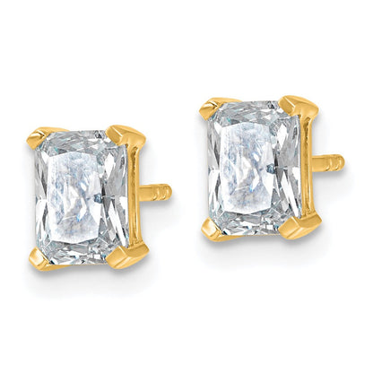 14K Gelbgold Ohrstecker mit 1,5 ct. Diamant im Radiant-Schliff aus dem Labor, VS/SI+ G+, 4-Prong-Fassung, schweres Gewicht