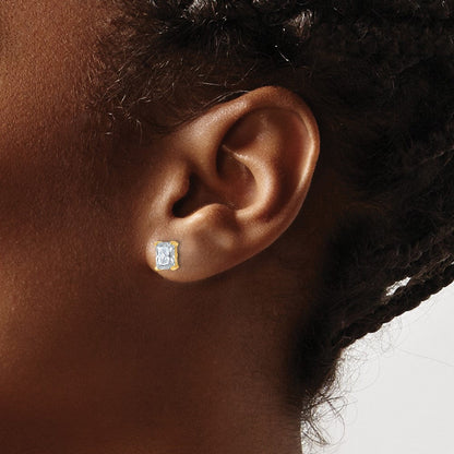 14K Gelbgold Ohrstecker mit 1,5 ct. Diamant im Radiant-Schliff aus dem Labor, VS/SI+ G+, 4-Prong-Fassung, schweres Gewicht