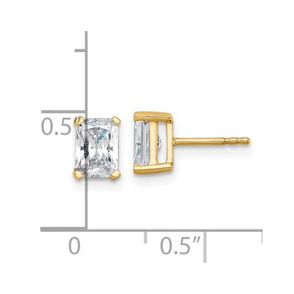 14K Gelbgold Ohrstecker mit 1,5 ct. Diamant im Radiant-Schliff aus dem Labor, VS/SI+ G+, 4-Prong-Fassung, schweres Gewicht