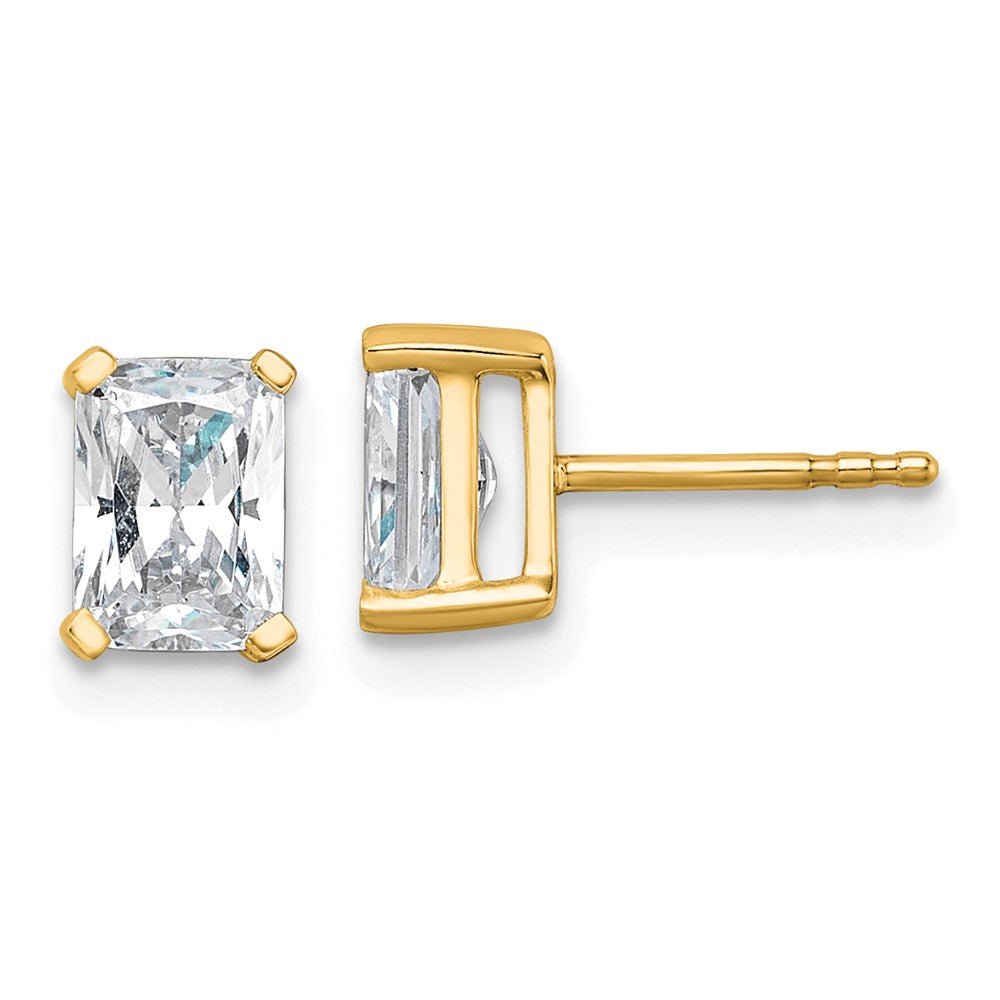 14K Gelbgold Ohrstecker mit 1,5 ct. Diamant im Radiant-Schliff aus dem Labor, VS/SI+ G+, 4-Prong-Fassung, schweres Gewicht