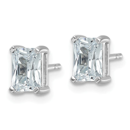 14K Weißgold Ohrstecker mit 2 ct. zertifizierten, im Labor gezüchteten Diamanten, VS/SI+ G+, Radiant-Schliff, 4-Krappenfassung, hohes Gewicht