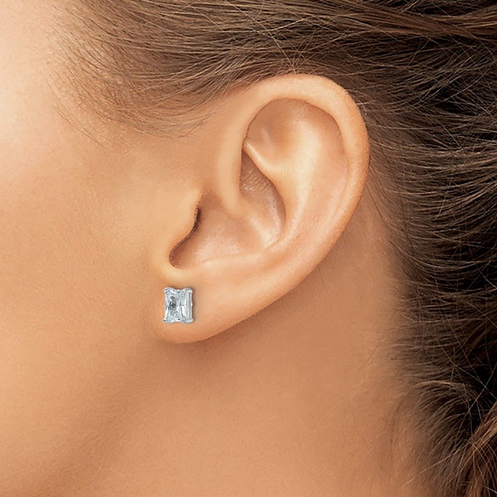 14K Weißgold Ohrstecker mit 2 ct. zertifizierten, im Labor gezüchteten Diamanten, VS/SI+ G+, Radiant-Schliff, 4-Krappenfassung, hohes Gewicht