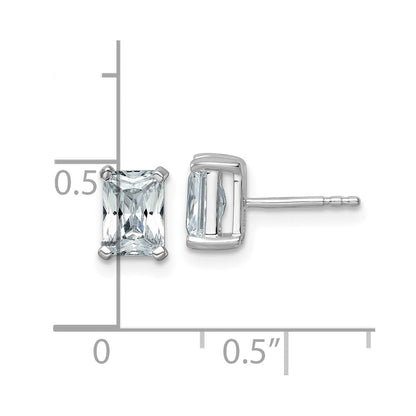 14K Weißgold Ohrstecker mit 2 ct. zertifizierten, im Labor gezüchteten Diamanten, VS/SI+ G+, Radiant-Schliff, 4-Krappenfassung, hohes Gewicht