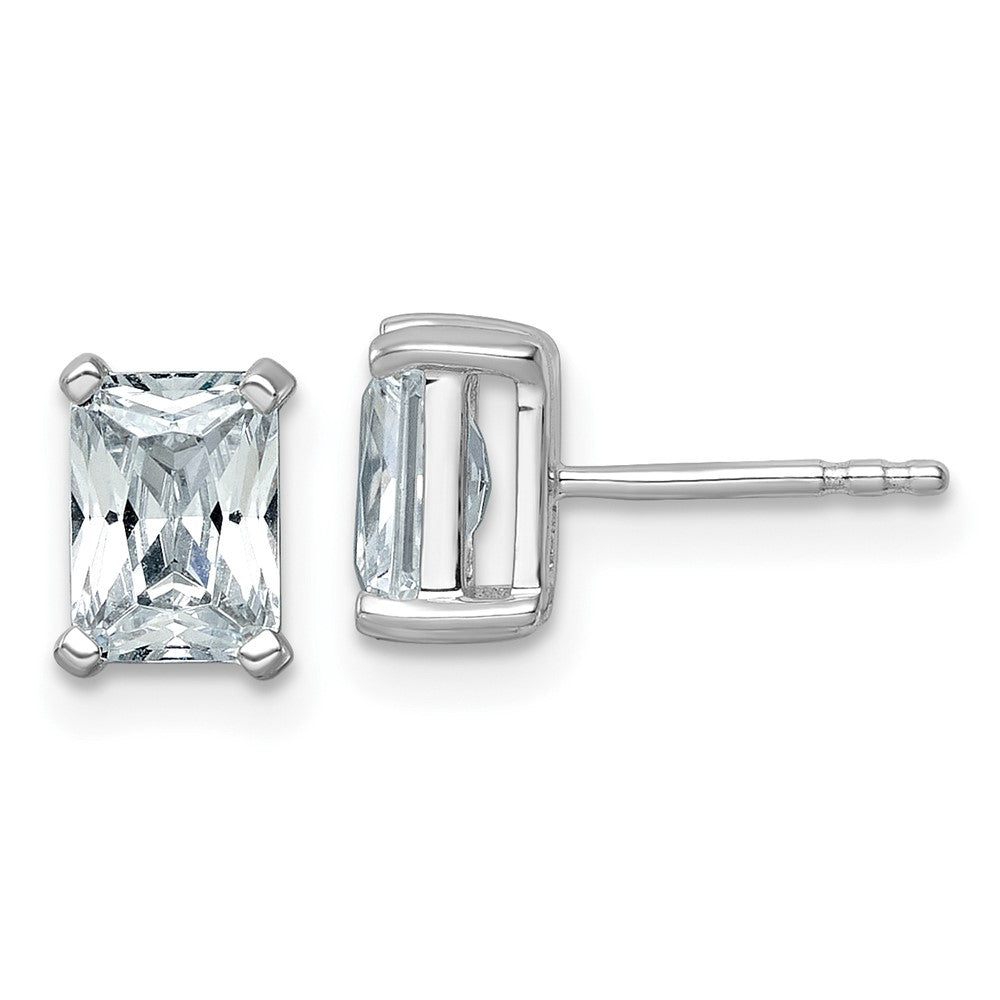 14K Weißgold Ohrstecker mit 2 ct. zertifizierten, im Labor gezüchteten Diamanten, VS/SI+ G+, Radiant-Schliff, 4-Krappenfassung, hohes Gewicht