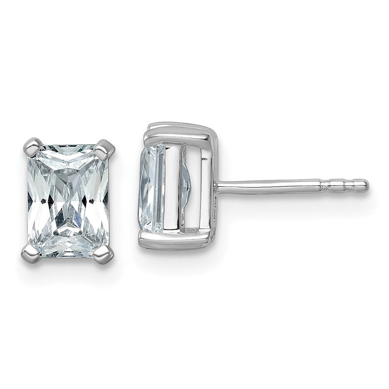 14K Weißgold Ohrstecker mit 2 ct. zertifizierten, im Labor gezüchteten Diamanten, VS/SI+ G+, Radiant-Schliff, 4-Krappenfassung, hohes Gewicht