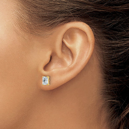 14K Gelbgold Ohrstecker mit 2 ct. im Radiant-Schliff gezüchteten Diamanten VS/SI+ G+, 4-Krappen-Fassung, hohes Gewicht