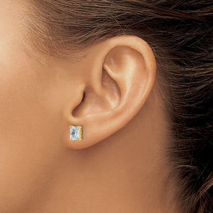 14K Gelbgold Ohrstecker mit 2 ct. im Radiant-Schliff gezüchteten Diamanten VS/SI+ G+, 4-Krappen-Fassung, hohes Gewicht