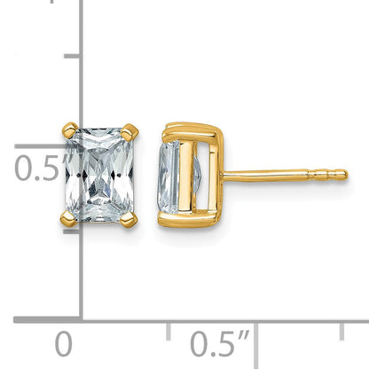 14K Gelbgold Ohrstecker mit 2 ct. im Radiant-Schliff gezüchteten Diamanten VS/SI+ G+, 4-Krappen-Fassung, hohes Gewicht