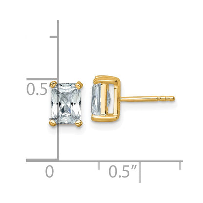 14K Gelbgold Ohrstecker mit 2 ct. im Radiant-Schliff gezüchteten Diamanten VS/SI+ G+, 4-Krappen-Fassung, hohes Gewicht