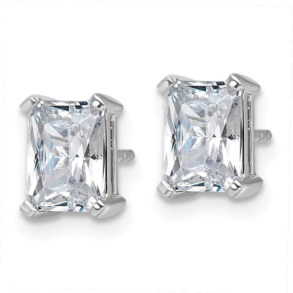 14K Weißgold Ohrstecker mit 3 ct. zertifizierten, im Labor gezüchteten Diamanten, VS/SI+, G+, Radiant-Schliff, 4-Krappen-Fassung, hohes Gewicht
