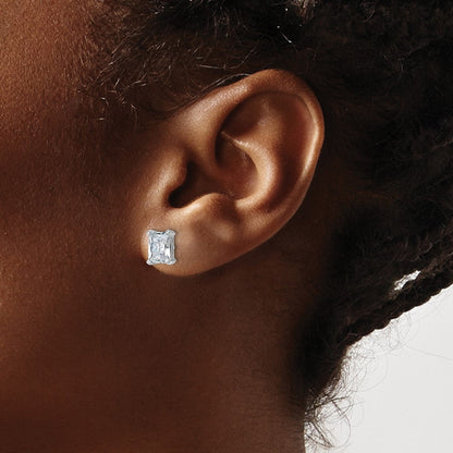 14K Weißgold Ohrstecker mit 3 ct. laborgezüchteten Diamanten, VS/SI+ G+, Radiant-Schliff, 4-Krappenfassung, hohes Gewicht