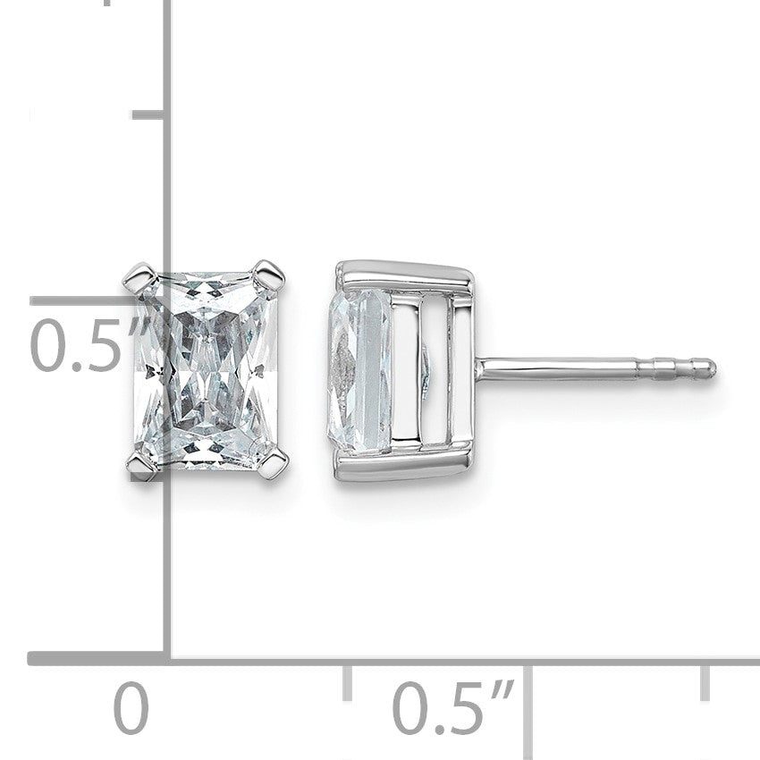 14K Weißgold Ohrstecker mit 3 ct. zertifizierten, im Labor gezüchteten Diamanten, VS/SI+, G+, Radiant-Schliff, 4-Krappen-Fassung, hohes Gewicht