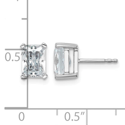 14K Weißgold Ohrstecker mit 3 ct. zertifizierten, im Labor gezüchteten Diamanten, VS/SI+, G+, Radiant-Schliff, 4-Krappen-Fassung, hohes Gewicht
