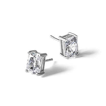 14K Weißgold Ohrstecker mit 3 ct. laborgezüchteten Diamanten, VS/SI+ G+, Radiant-Schliff, 4-Krappenfassung, hohes Gewicht