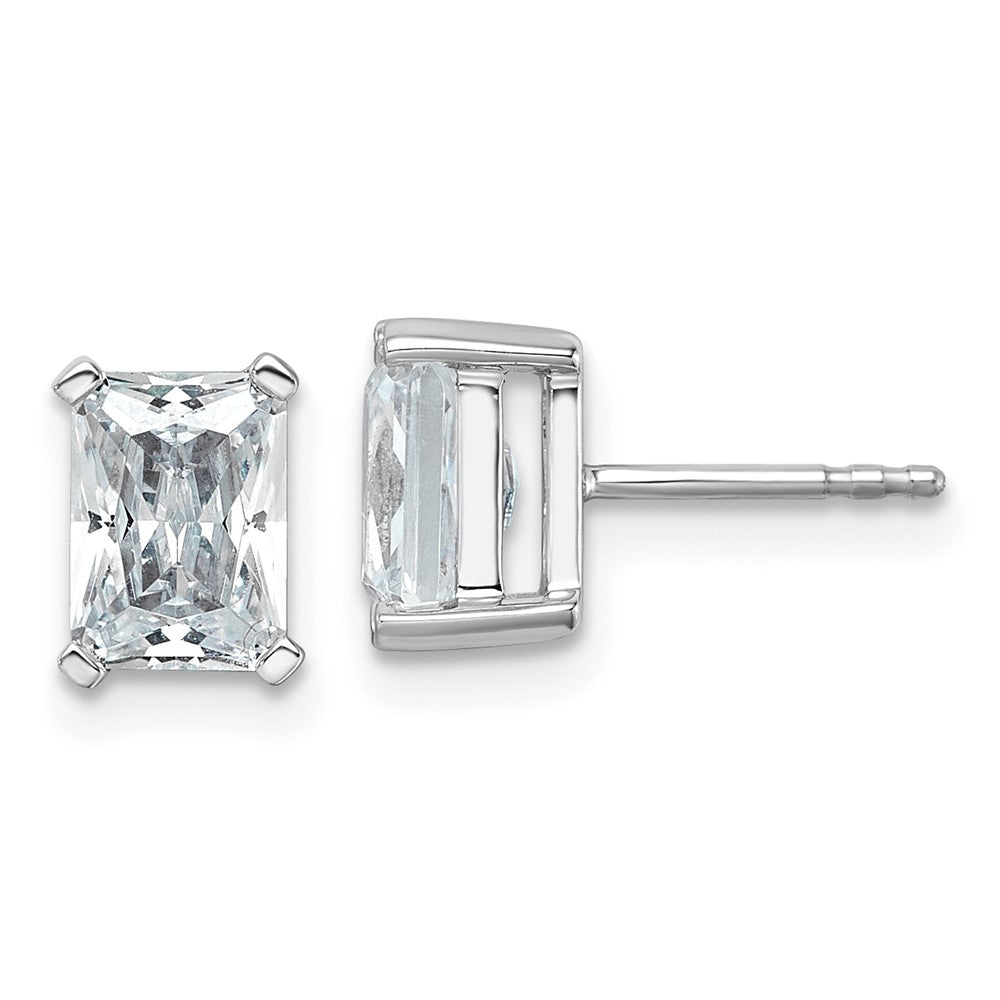14K Weißgold Ohrstecker mit 3 ct. zertifizierten, im Labor gezüchteten Diamanten, VS/SI+, G+, Radiant-Schliff, 4-Krappen-Fassung, hohes Gewicht