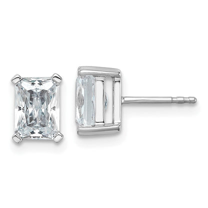 14K Weißgold Ohrstecker mit 3 ct. zertifizierten, im Labor gezüchteten Diamanten, VS/SI+, G+, Radiant-Schliff, 4-Krappen-Fassung, hohes Gewicht