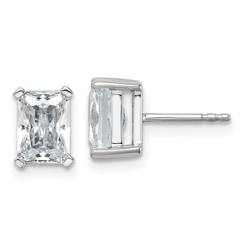 14K Weißgold Ohrstecker mit 3 ct. zertifizierten, im Labor gezüchteten Diamanten, VS/SI+, G+, Radiant-Schliff, 4-Krappen-Fassung, hohes Gewicht