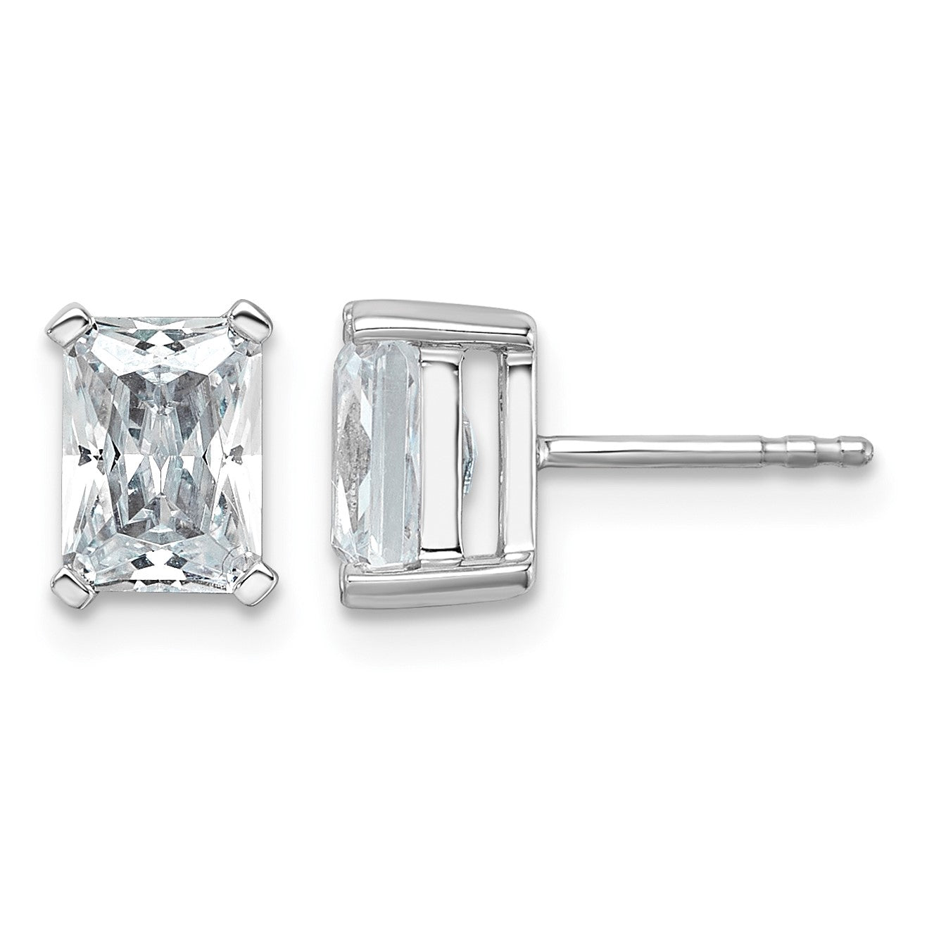 14K Weißgold Ohrstecker mit 3 ct. laborgezüchteten Diamanten, VS/SI+ G+, Radiant-Schliff, 4-Krappenfassung, hohes Gewicht