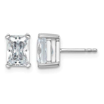 14K Weißgold Ohrstecker mit 3 ct. laborgezüchteten Diamanten, VS/SI+ G+, Radiant-Schliff, 4-Krappenfassung, hohes Gewicht