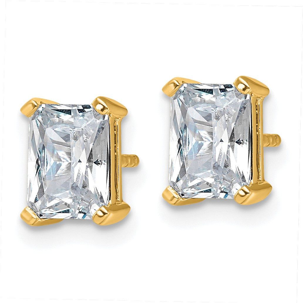 14K Gelbgold Ohrstecker mit 3 ct. Labor-gezüchteten Diamanten im Radiant-Schliff, VS/SI+ G+, 4-Krappen-Fassung, hohes Gewicht