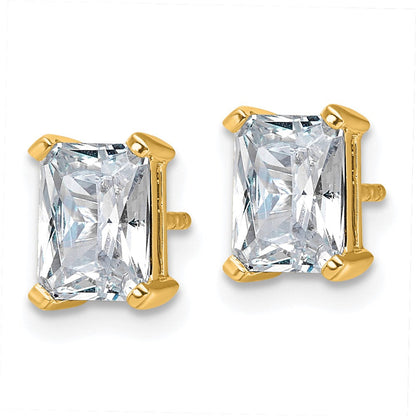 14K Gelbgold Ohrstecker mit 3 ct. Labor-gezüchteten Diamanten im Radiant-Schliff, VS/SI+ G+, 4-Krappen-Fassung, hohes Gewicht