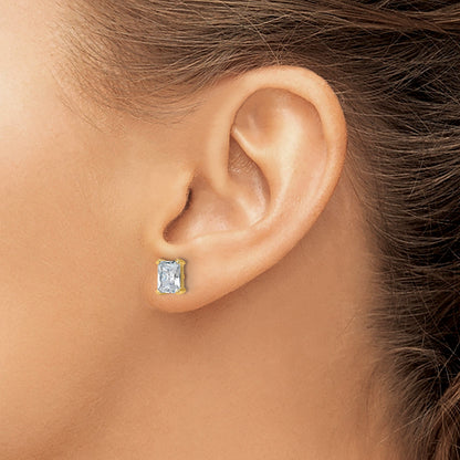 14K Gelbgold Ohrstecker mit 3 ct. Labor-gezüchteten Diamanten im Radiant-Schliff, VS/SI+ G+, 4-Krappen-Fassung, hohes Gewicht