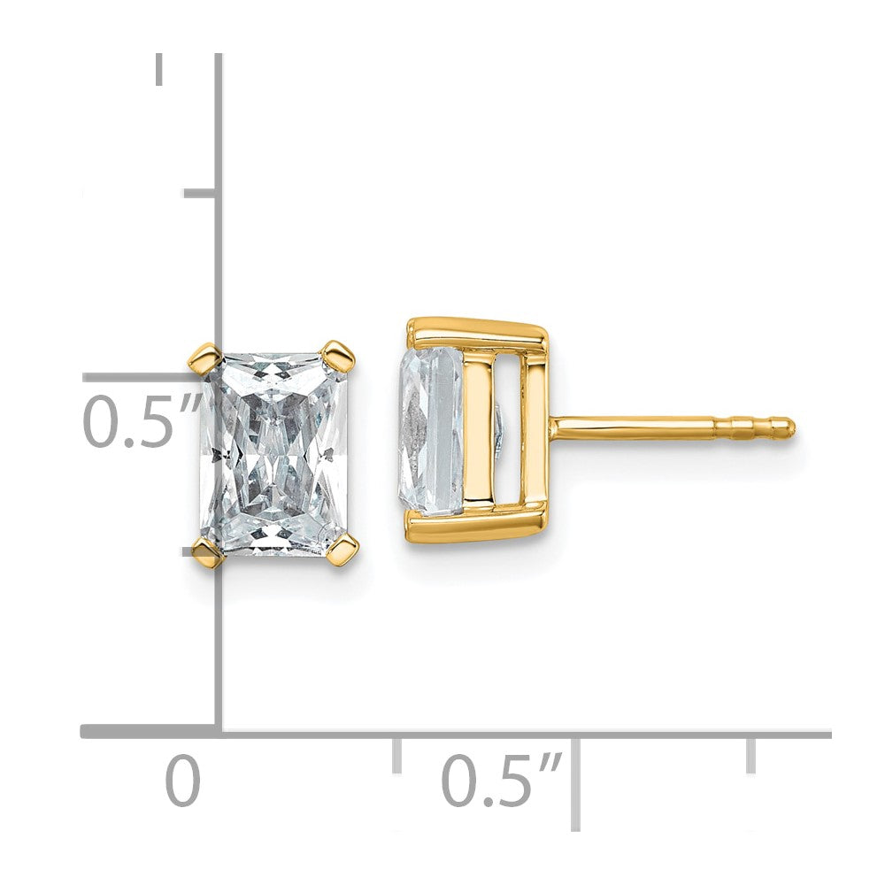 14K Gelbgold Ohrstecker mit 3 ct. Labor-gezüchteten Diamanten im Radiant-Schliff, VS/SI+ G+, 4-Krappen-Fassung, hohes Gewicht