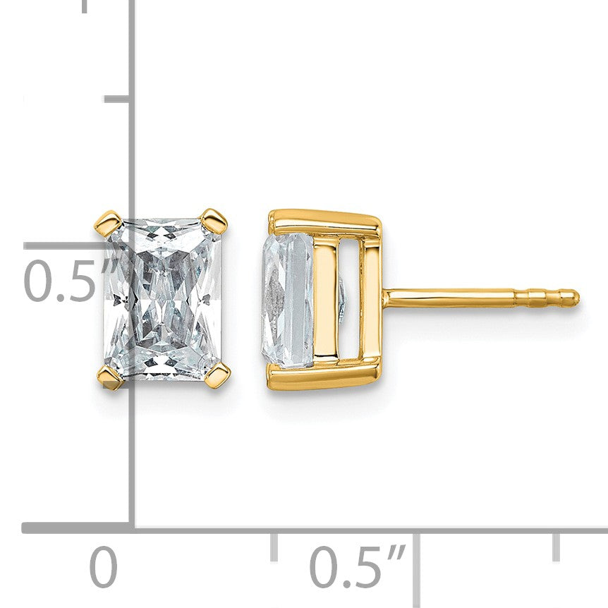 14K Gelbgold Ohrstecker mit 3 ct. Labor-gezüchteten Diamanten im Radiant-Schliff, VS/SI+ G+, 4-Krappen-Fassung, hohes Gewicht