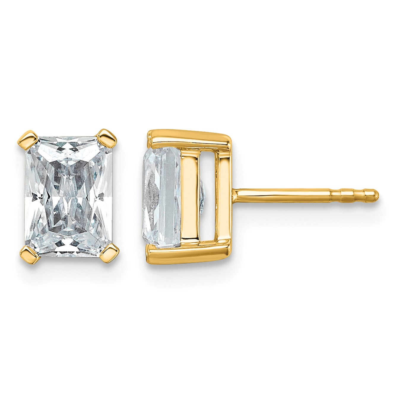 14K Gelbgold Ohrstecker mit 3 ct. Labor-gezüchteten Diamanten im Radiant-Schliff, VS/SI+ G+, 4-Krappen-Fassung, hohes Gewicht