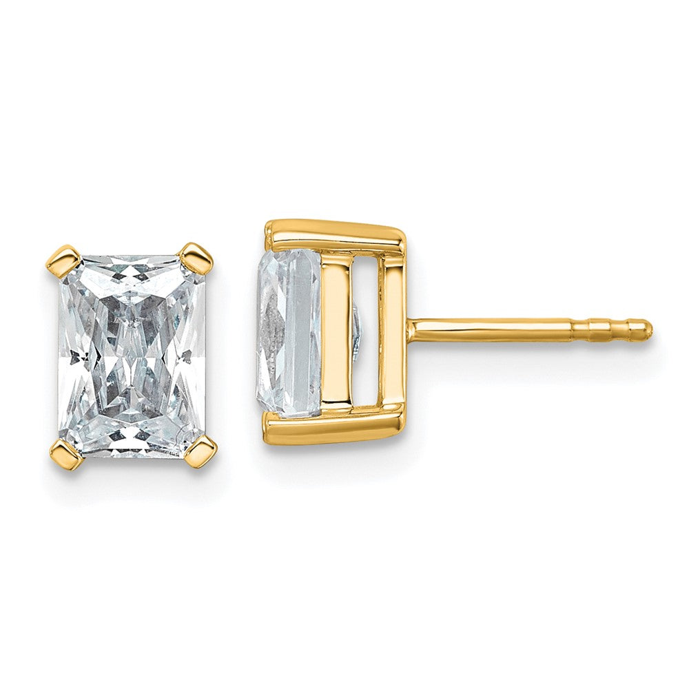 14K Gelbgold Ohrstecker mit 3 ct. Labor-gezüchteten Diamanten im Radiant-Schliff, VS/SI+ G+, 4-Krappen-Fassung, hohes Gewicht