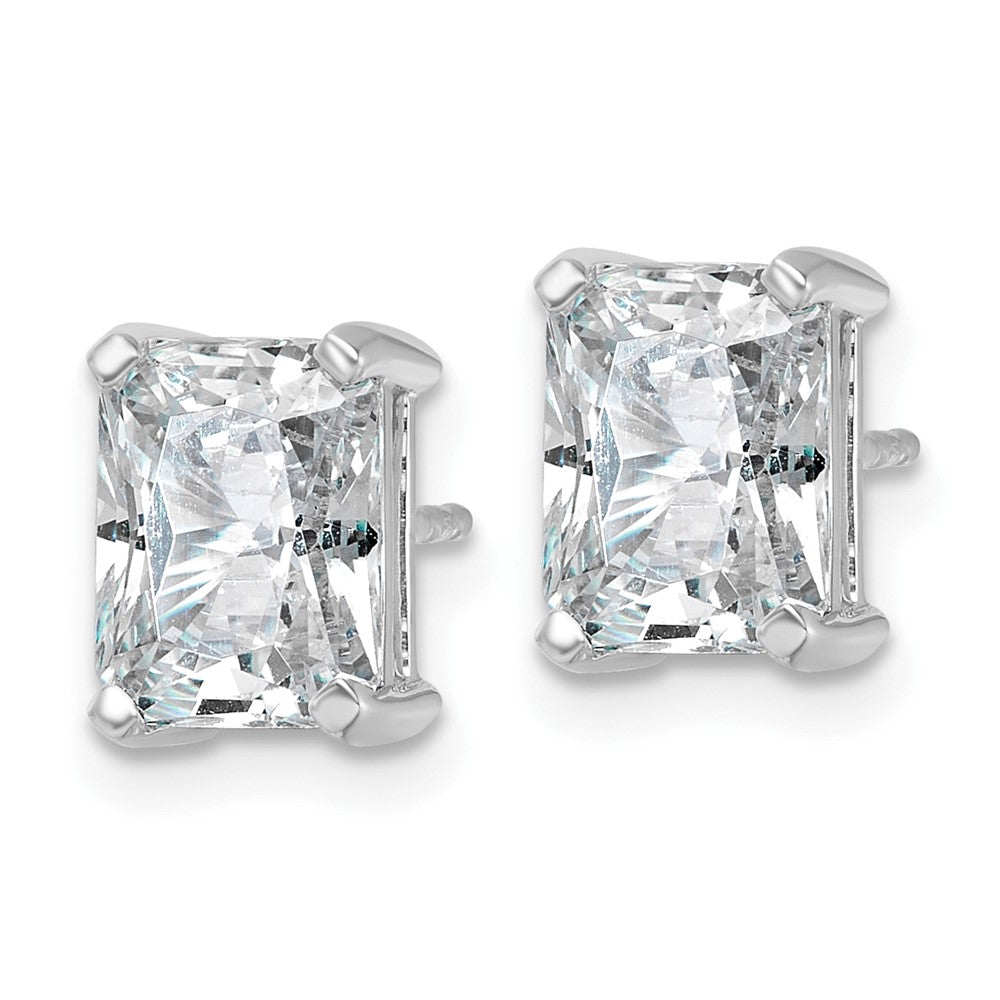 14K Weißgold Ohrstecker mit 4 ct. zertifizierten laborgezüchteten Diamanten VS/SI+ G+ im Radiant-Schliff, 4-Krappen-Fassung, hohes Gewicht