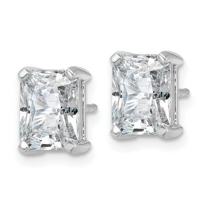 14K Weißgold Ohrstecker mit 4 ct. zertifizierten laborgezüchteten Diamanten VS/SI+ G+ im Radiant-Schliff, 4-Krappen-Fassung, hohes Gewicht