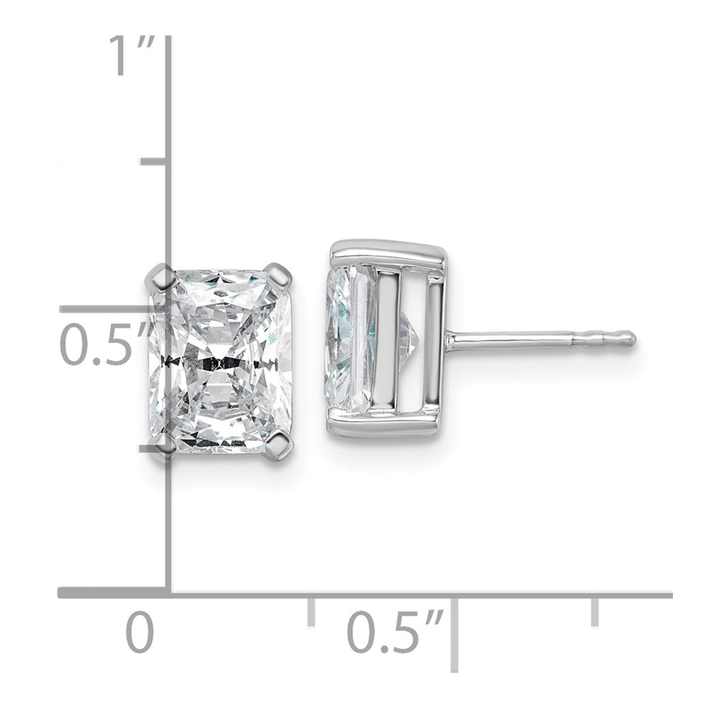14K Weißgold Ohrstecker mit 4 ct. laborgezüchteten Diamanten im Radiant-Schliff, 4-Krappen-Fassung, VS/SI+ G+, schweres Gewicht