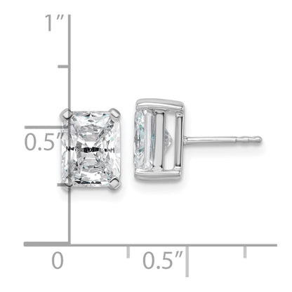 14K Weißgold Ohrstecker mit 4 ct. laborgezüchteten Diamanten im Radiant-Schliff, 4-Krappen-Fassung, VS/SI+ G+, schweres Gewicht