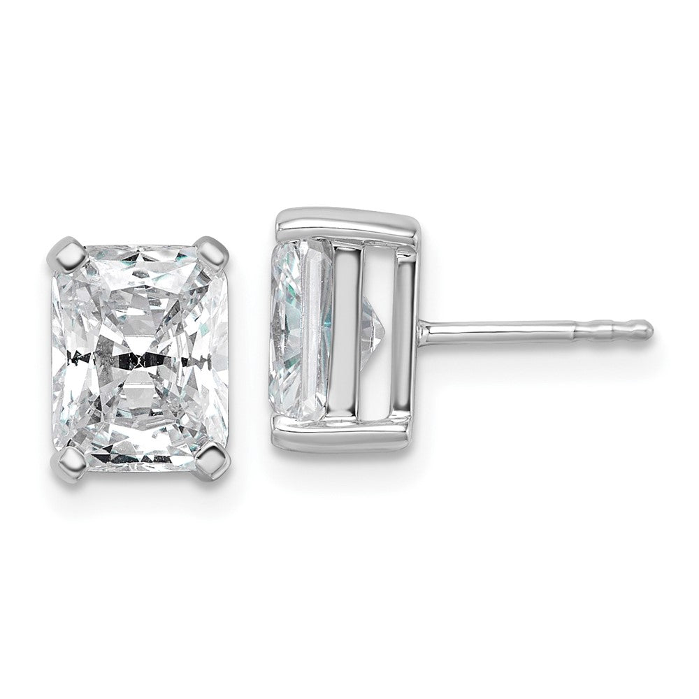 14K Weißgold Ohrstecker mit 4 ct. laborgezüchteten Diamanten im Radiant-Schliff, 4-Krappen-Fassung, VS/SI+ G+, schweres Gewicht